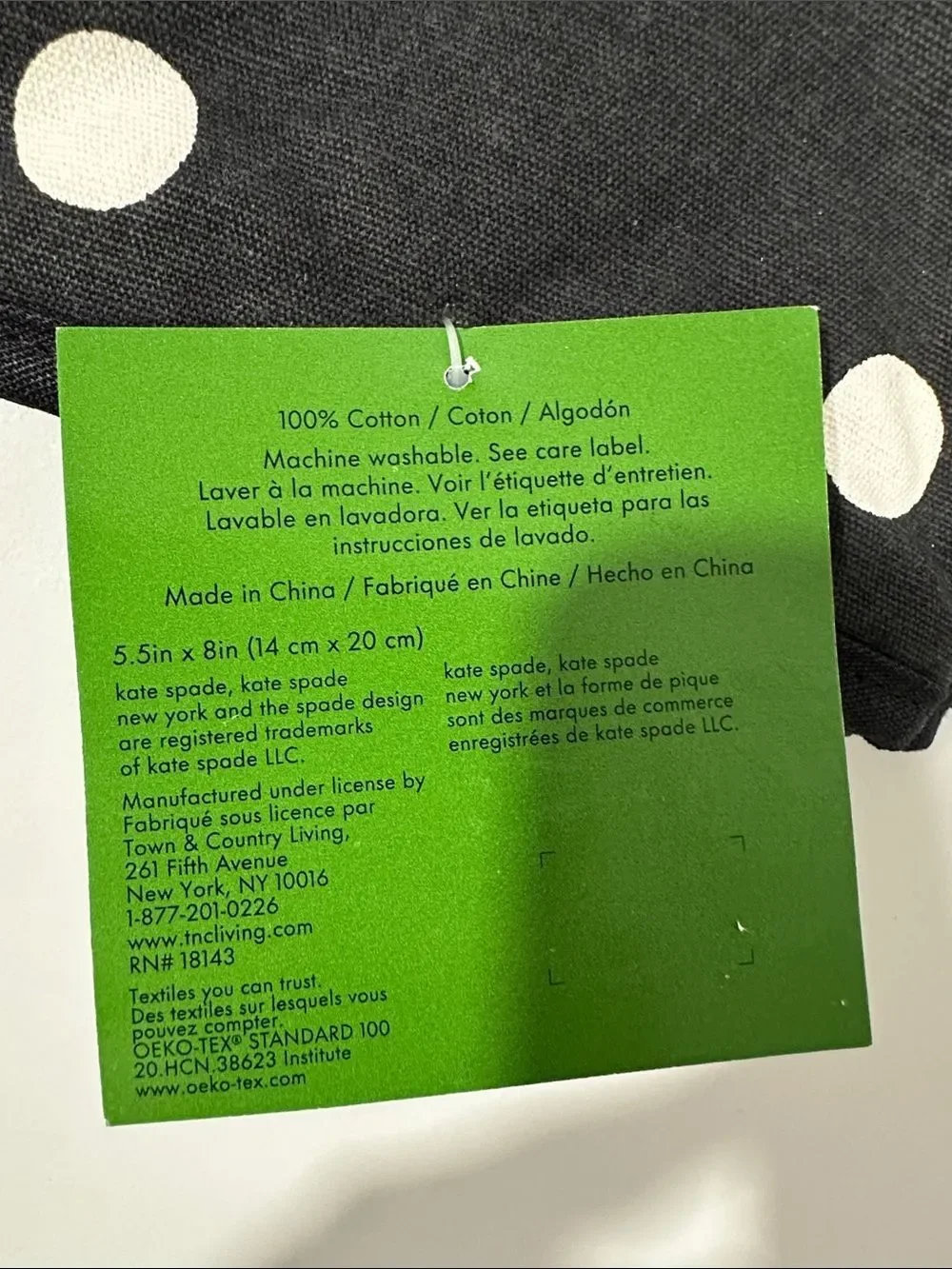 kate spade White Black Large Polka Dot Cotton Kitchen Towels & Mitt Set
